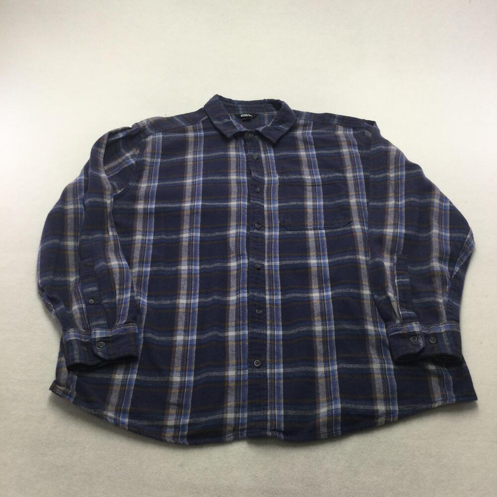 Eddie Bauer Shirt Mens 3XL Blue Plaid Flannel Long Sleeve Button Up Casual